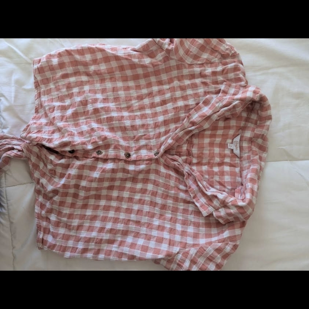Pink Gingham Button-Up Shirt